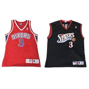 Allen Iverson Philadelphia 76ers Champion Pro Cut NBA Basketball Jersey Bundle